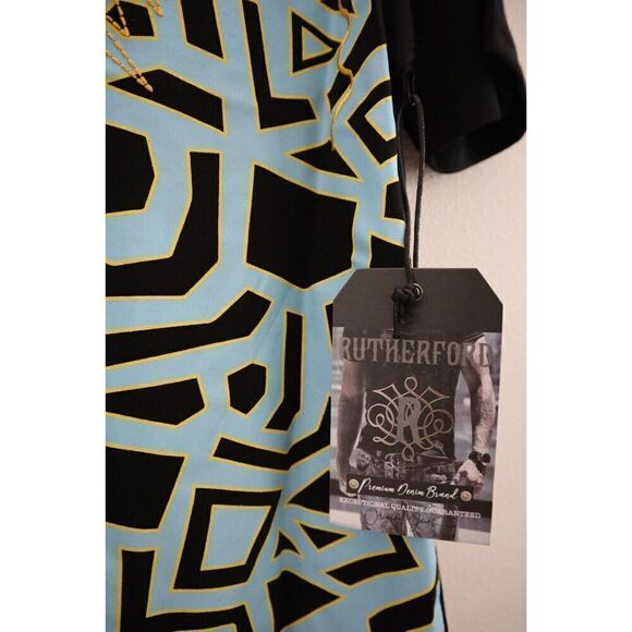 Rutherford Premium Collection Men's Sz XL Black Abstract Print S/S Tee Shirt - Picture 6 of 8